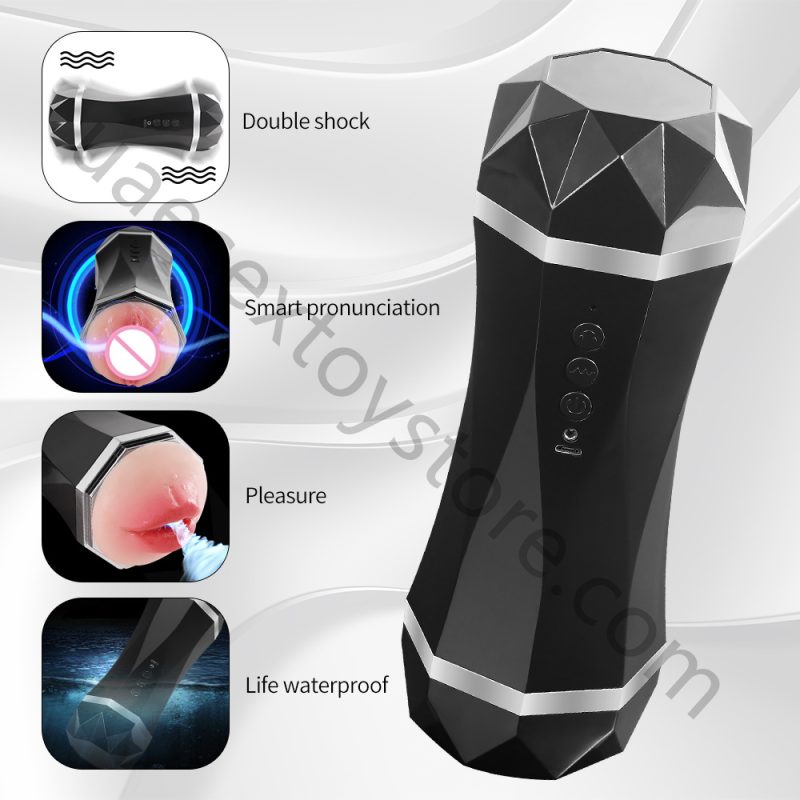 UAE-Voice Interaction Double Head Vibrator Masturbation Cup Male Men - Image 2