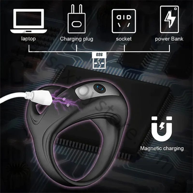 Rechargeable Stretchy Vibrating Cock-Dick-Ring-Penis Enhancer Toy For Men Couple - Image 5