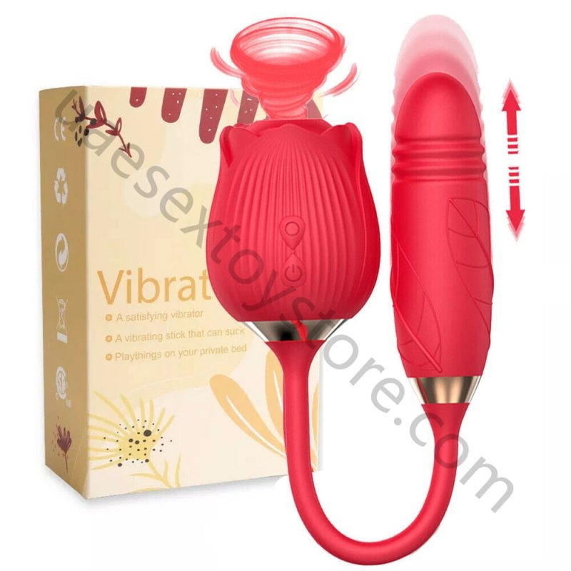 Rose Clit Sucking Lick Vibrator G-spot Thrusting Dildo Bullet Sex Toys for Women