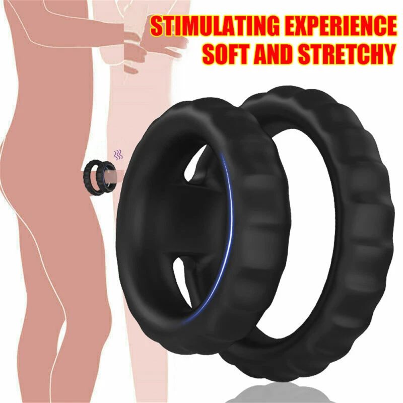 Penis Cock Ring Clit G-spot Stimulator Couple Silicone Dildo Sex Toys For Men US - Image 2